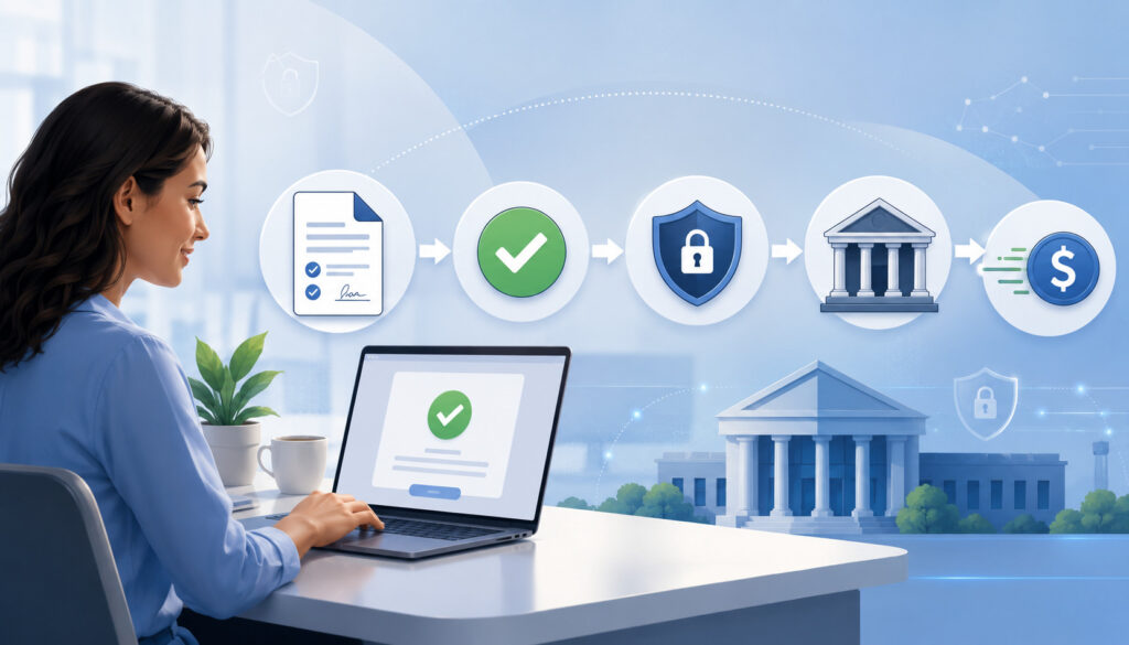 One-time ACH payment authorization process illustration
