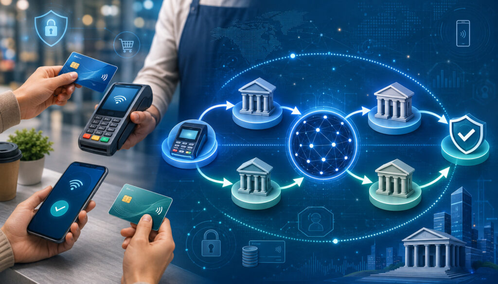 Credit and debit card authorization through a secure payment network