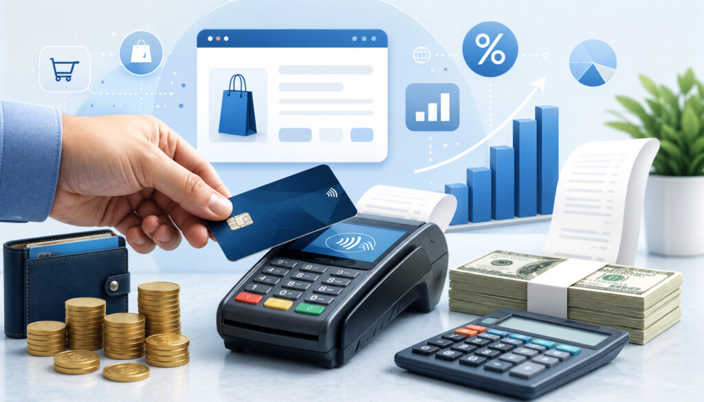 Credit card processing costs and payment fees illustration