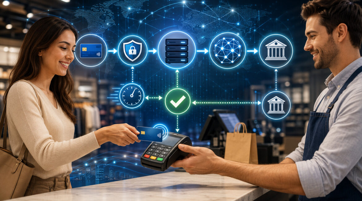 Credit card authorization process at retail checkout