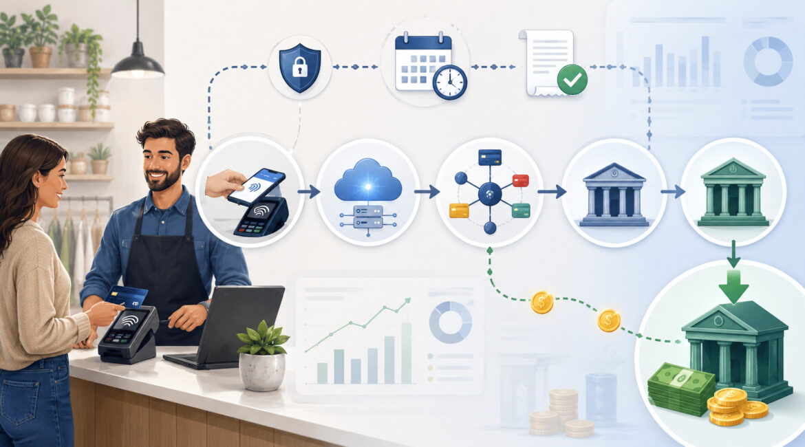 Merchant payment settlement process illustration