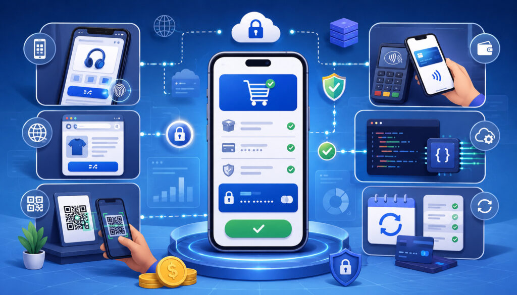 Types of mobile payment gateway integration illustration