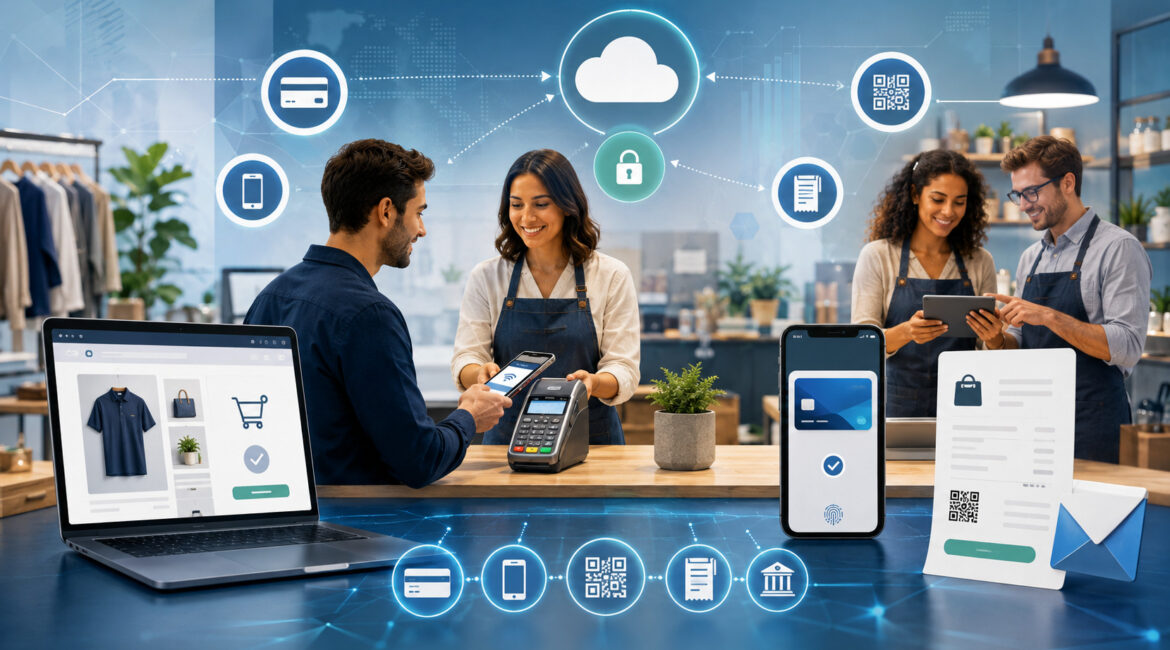 Multi-channel payment acceptance across in-store, online, mobile, and invoice platforms