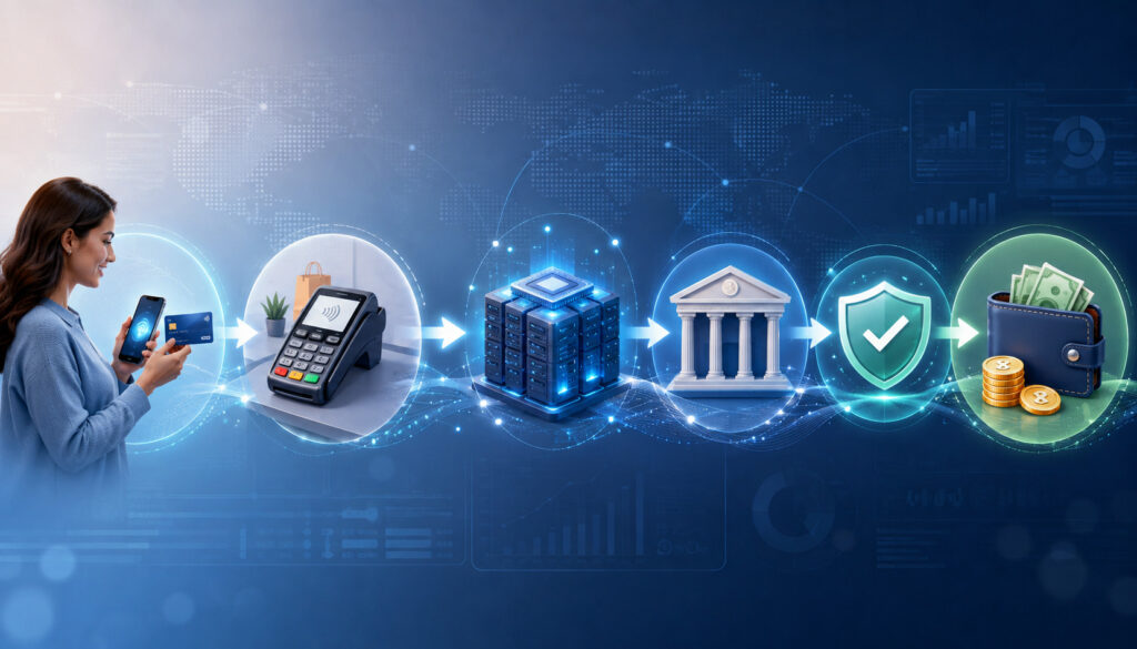 Payment transaction life cycle from initiation to settlement