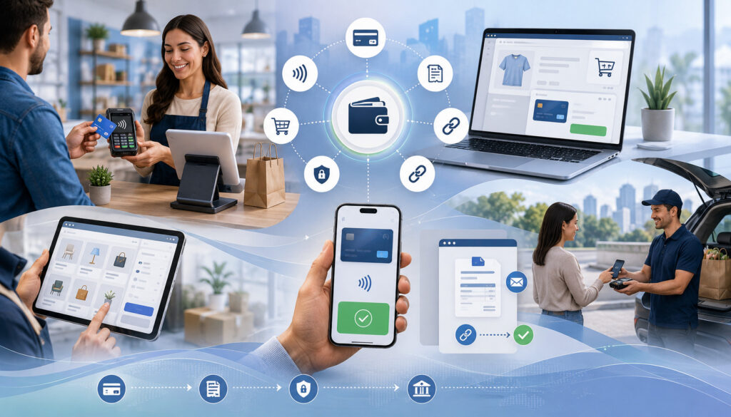 Businesses accepting electronic payments across multiple sales channels